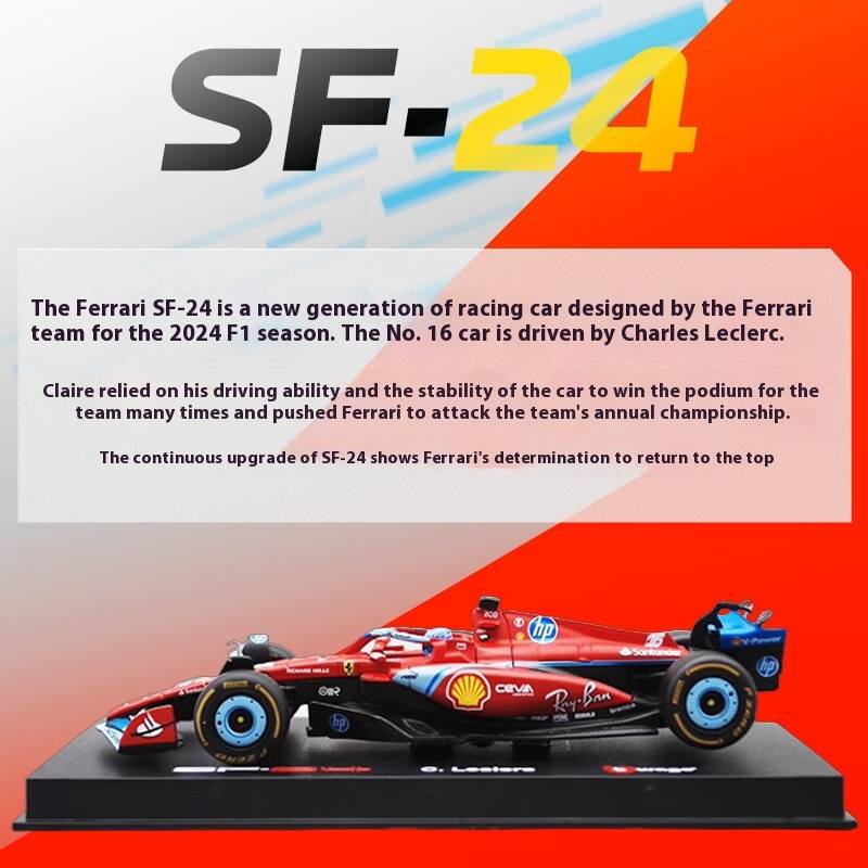 1:43 2024 Ferrari F1 SF24 #16 & #55 Die-Cast Model - Miami GP